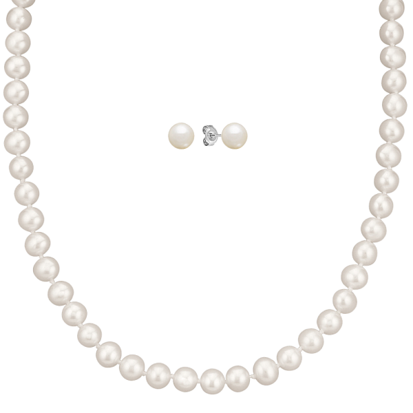 No.SPS5001  8-9mm 천연 진주 목걸이 귀걸이 세트